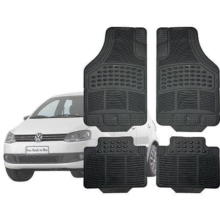 Tapete Automotivo Universal Preto 4 peças Borracha Fox 2003 Até 2021