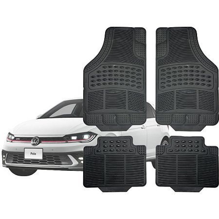 Tapete Automotivo Universal Preto 4 peças Borracha Polo Hatch Até 2026