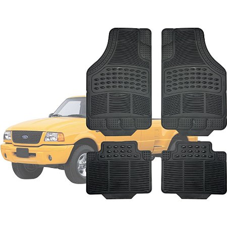 Tapete Automotivo Universal Preto 4 peças Borracha Ranger Até 2014
