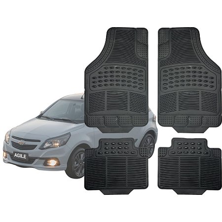Tapete Automotivo Universal Preto 4 peças Borracha Agille 2006 Á 2016