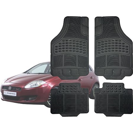 Tapete Automotivo Universal Preto 4 peças Borracha Bravo 2010 Até 2016