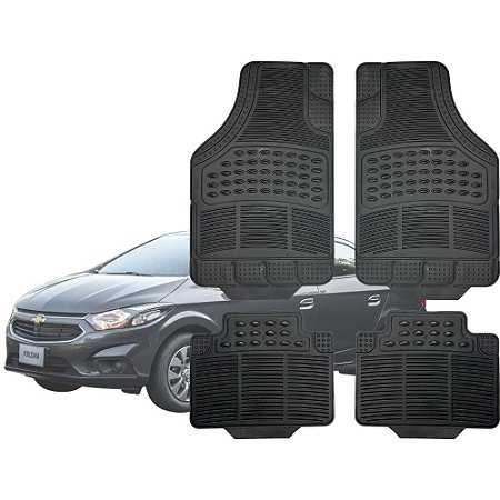 Tapete Automotivo Universal Preto 4 peças Borracha Prisma 2006 Até 2019