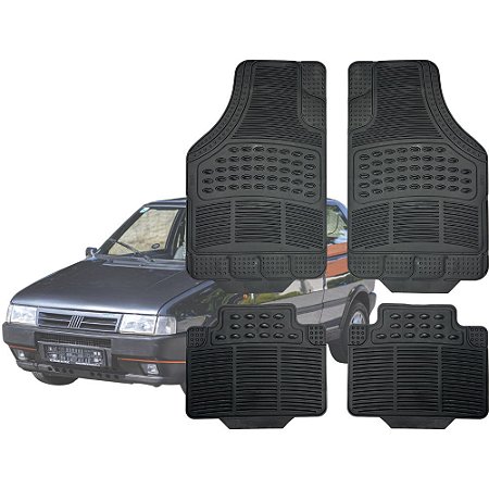 Tapete Automotivo Universal Preto 4 peças Borracha Uno Quadrado Á 2013