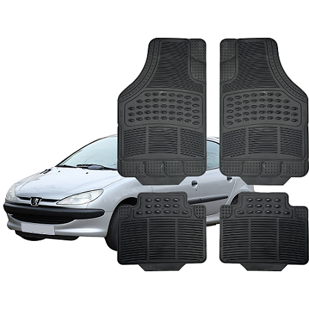 Tapete Automotivo Universal Preto 4 peças Borracha Peugeot 206 Hatch