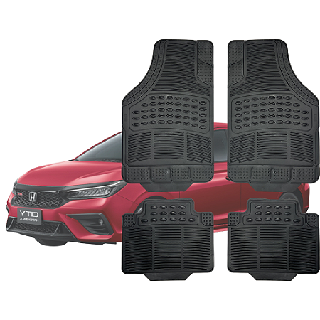 Tapete Automotivo Universal Preto 4 peças Borracha City Hatch Até 2026