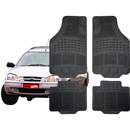Tapete Automotivo Universal Preto 4 peças Borracha Courier 1997 Á 2013