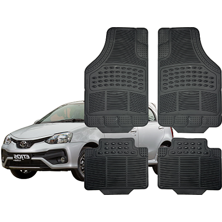 Tapete Automotivo Universal Preto 4 peças Borracha Toyota Etios Hatch