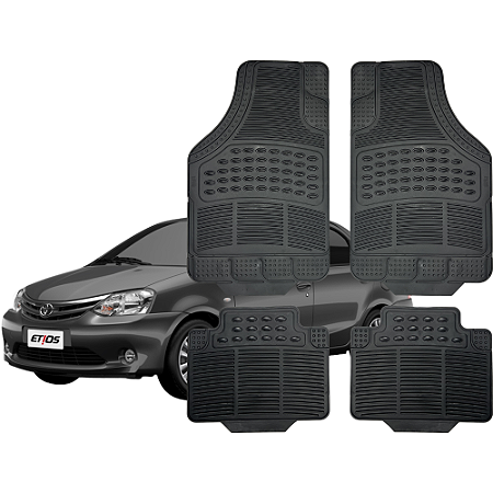 Tapete Automotivo Universal Preto 4 peças Borracha Toyota Etios Sedan