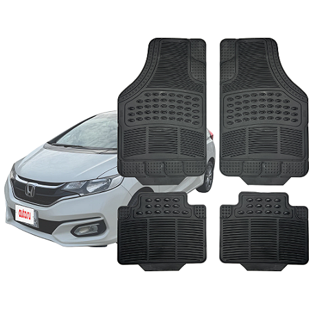 Tapete Automotivo Universal Preto 4 peças Borracha Fit 2003 Até 2021