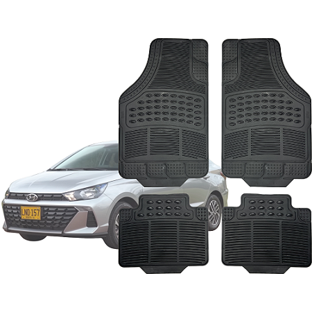 Tapete Automotivo Universal Preto 4 peças Borracha HB20S 2013 Até 2026