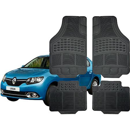 Tapete Automotivo Universal Preto 4 peças Borracha Logan 2007 Até 2024