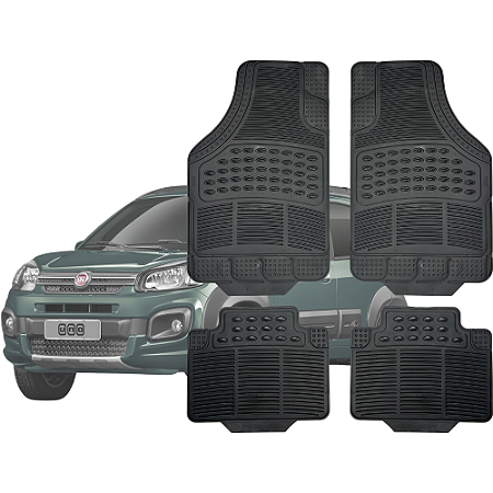 Tapete Automotivo Universal Preto 4 peças Borracha Uno 2010 Até 2021