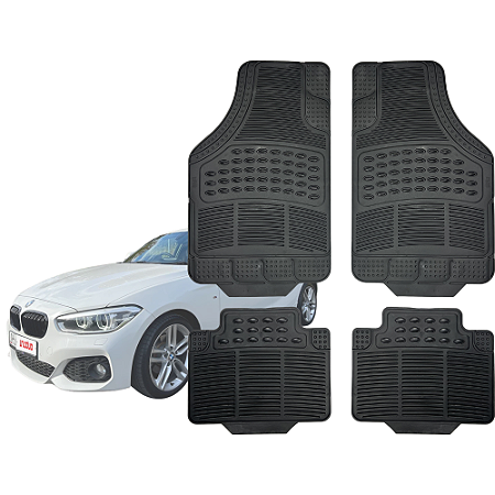 Tapete Automotivo Universal Preto 4 peças Borracha BMW 120I Até 2020