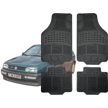 Tapete Automotivo Universal Preto 4 peças Borracha Golf 1974 Até 1998