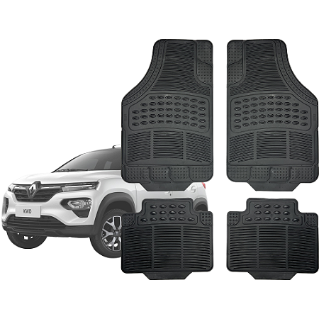 Tapete Automotivo Universal Preto 4 peças Borracha Kwid 2017 Até 2026