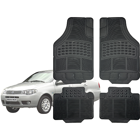 Tapete Automotivo Universal Preto 4 peças Borracha Siena 1997 Até 2016
