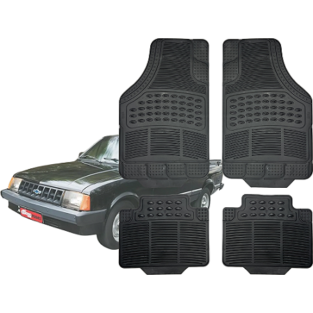 Tapete Automotivo Universal Preto 4 peças Borracha Chevy 1911 Até 1958