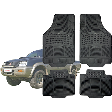 Tapete Automotivo Universal Preto 4 peças Borracha L200 1997 Até 2015