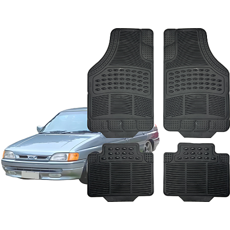 Tapete Automotivo Universal Preto 4 peças Borracha Verona 1989 Até 1996