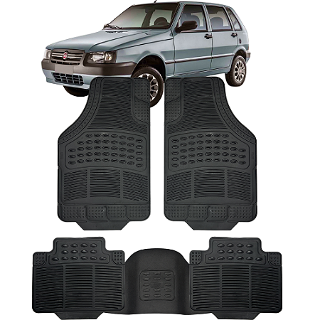 Tapete Automotivo Carpete Borracha PVC Reforçado Com Tunel Fiat Mille