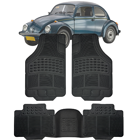 Jogo Tapete Automotivo Carpete Borracha PVC Reforçado Com Tunel Fusca