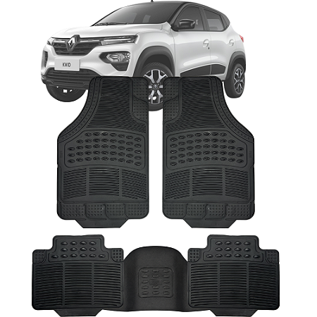 Jogo Tapete Automotivo Carpete Borracha PVC Reforçado Com Tunel Kwid