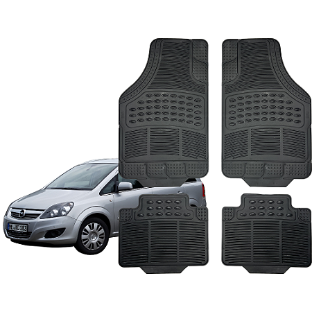 Jogo de Tapete Automotivo Universal Preto 4 peças Borracha GM Zafira