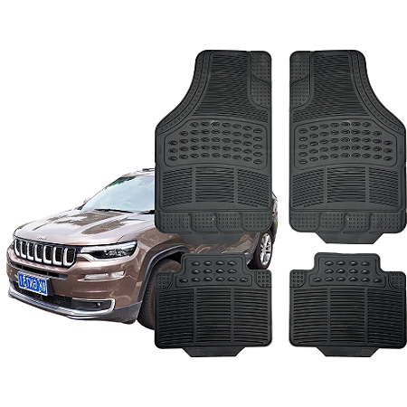 Jogo Tapete Automotivo Universal Preto 4 peças Borracha Jeep Commander