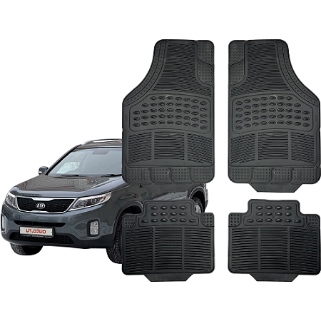 Jogo de Tapete Automotivo Universal Preto 4 peças Borracha Kia Sorento