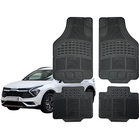 Jogo de Tapete Automotivo Universal Preto 4 peças Borracha Kia Sportage
