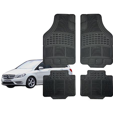 Jogo Tapete Automotivo Universal Preto 4 peças Borracha Mercedes B200