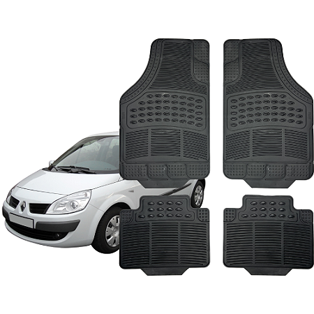 Jogo Tapete Automotivo Universal Preto 4 peças Borracha Renault Scenic