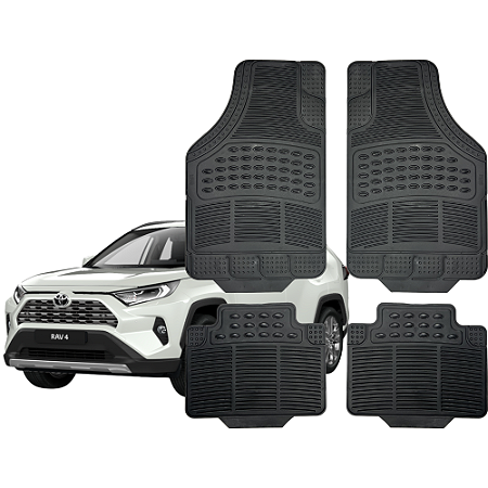 Jogo de Tapete Automotivo Universal 4 peças Preto Borracha Toyota Rav4