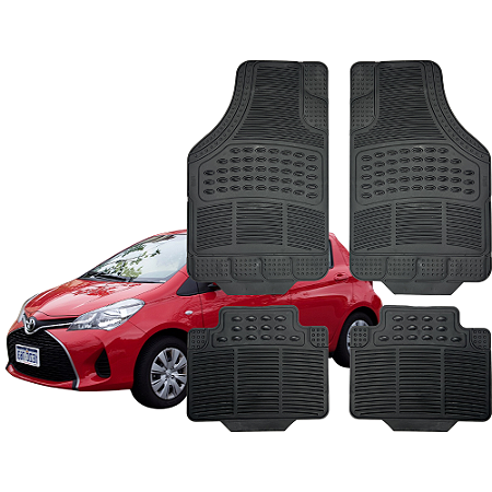 Tapete Automotivo Universal 4 peças Preto Borracha Toyota Yaris Hatch