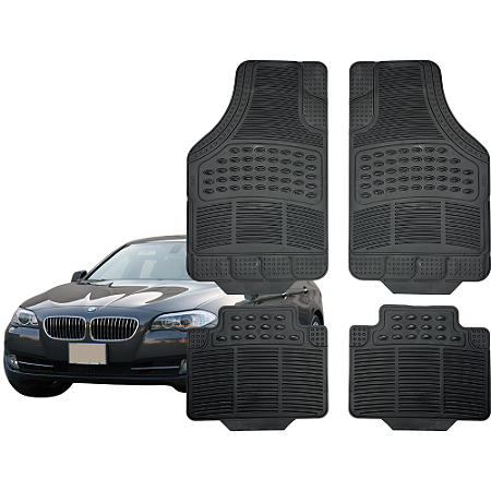 Jogo de Tapete Automotivo Universal 4 peças Preto Borracha PVC BMW 528i