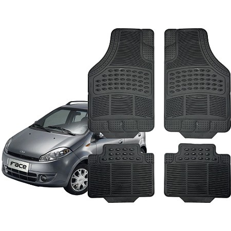 Jogo Tapete Automotivo Universal 4 peças Preto Borracha PVC Chery Face