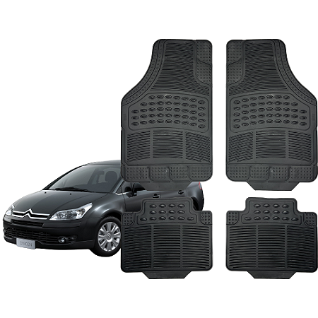 Tapete Automotivo Universal 4 Peça Preto Borracha PVC Citroen C4 Pallas