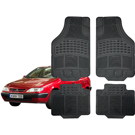 Tapete Automotivo Universal 4 Peça Preto Borracha Citroen Xsara Sedan