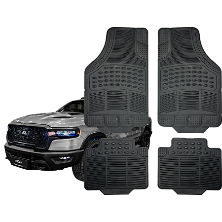 Tapete Automotivo Universal 4 Peça Preto Borracha PVC Picape Ram 1500