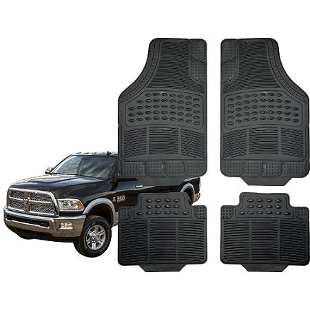 Tapete Automotivo Universal 4 Peça Preto Borracha PVC Picape Ram 2500