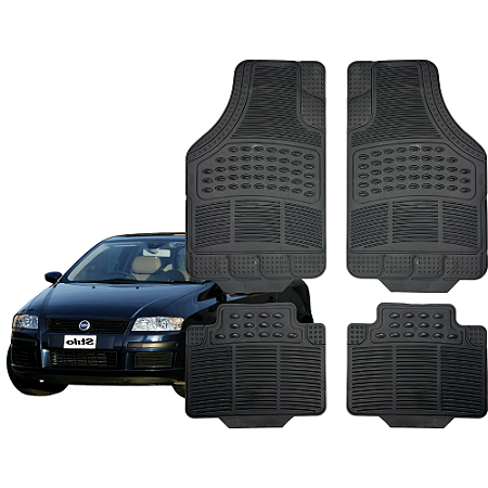 Jogo Tapete Automotivo Universal 4 Peça Preto Borracha PVC Fiat Stilo