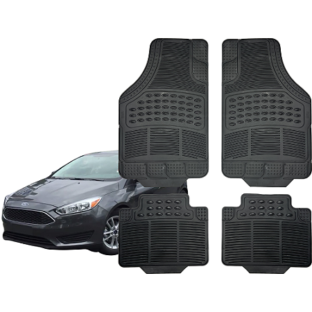 Jogo Tapete Automotivo Universal 4 Peça Preto Borracha Ford Focus Hatch