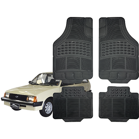 Jogo de Tapete Automotivo Universal 4 Peça Preto PVC Borracha Marajó