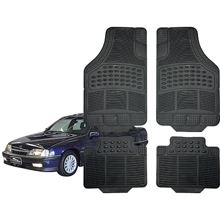 Jogo de Tapete Automotivo Universal 4 Peça Preto PVC Borracha GM Omega