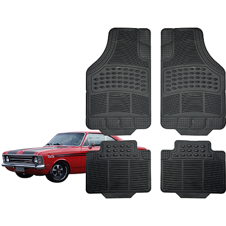 Jogo de Tapete Automotivo Universal 4 Peça Preto PVC Borracha GM Opala