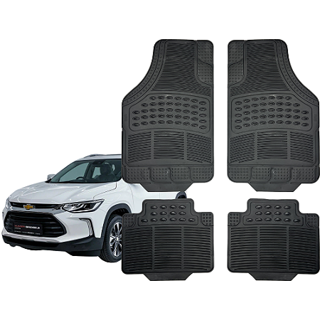 Jogo de Tapete Automotivo Universal 4 Peça Preto PVC Borracha Tracker