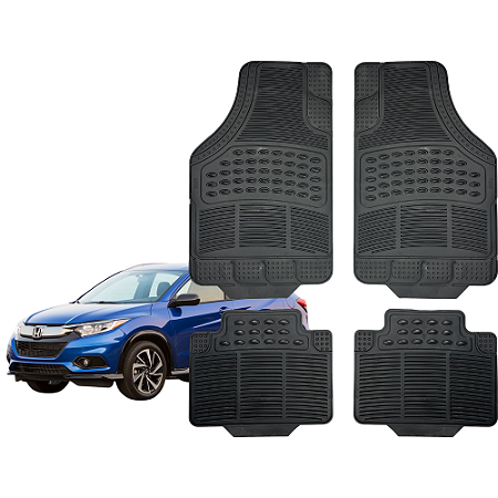 Jogo de Tapete Automotivo Universal 4 Peça Preto PVC Borracha SUV HR-V