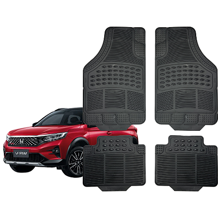 Jogo de Tapete Automotivo Universal 4 Peça Preto PVC Borracha WR-V