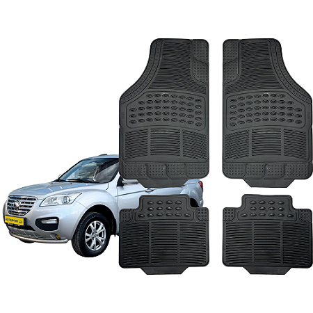 Jogo de Tapete Automotivo Universal 4 Peça Preto Borracha Lifan X60