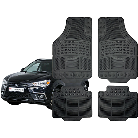 Jogo Tapete Automotivo Universal 4 Peça Preto Borracha Mitsubishi Asx